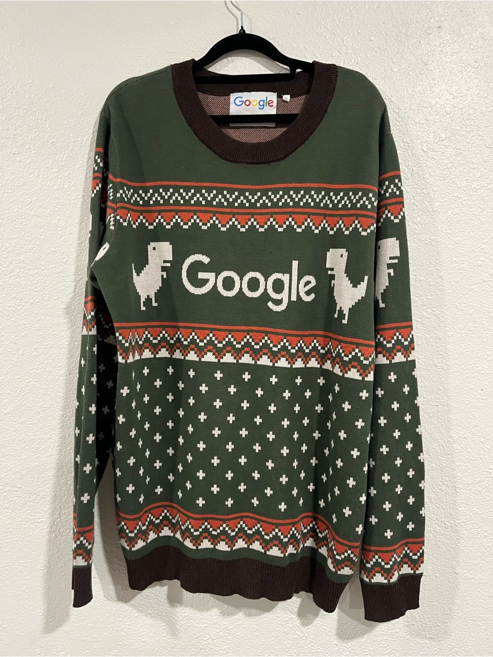 Google Christmas Sweater Dinosaur Size XL